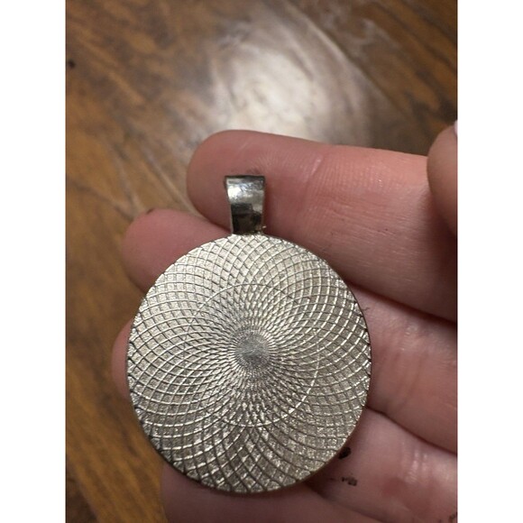 Boho Pendant Mandala Flower Pattern Silver Tone Charm Glass Gift Women Unique - Picture 2 of 7